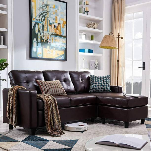 Homeify Flora Interchangeable 4 Seater Sofa Set for Living Room Leatherette 4 Seater  Sofa