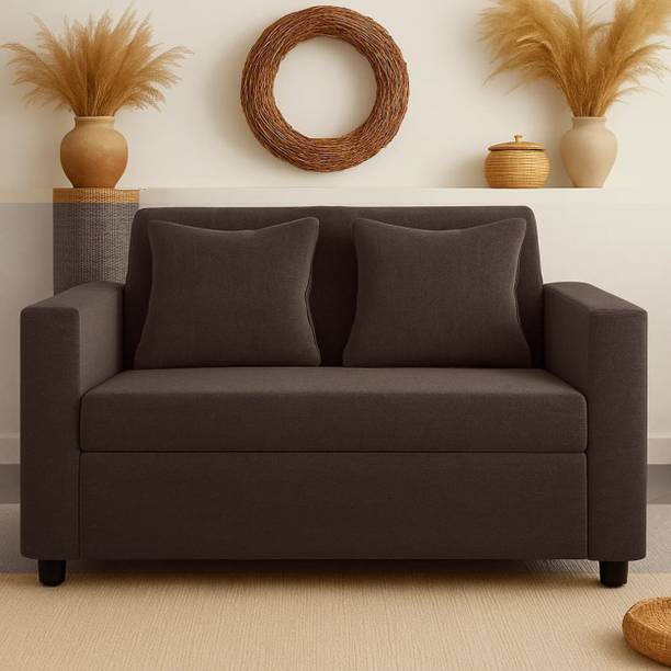 WAKESURE Premium Quality Jute Fabric 2 Seater  Sofa