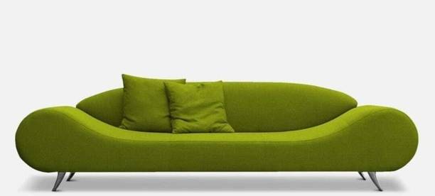 Ess Ess Wood Traders Ess Ess Wood 3 Seater Sofa With Green Cushion Fabric For Living Room Fabric 3 Seater  Sofa