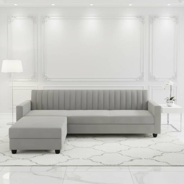 WAKESURE Premium Quality Velvet Fabric 4 Seater  Sofa