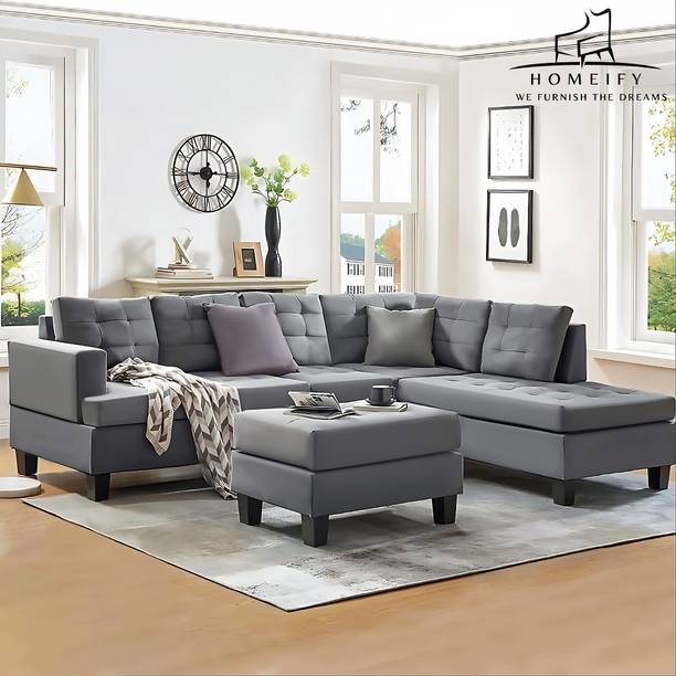 Homeify Alora Fabric 5- to 6-Seater Sofa L Shape Sofa Set For Living Room Fabric 6 Seater  Sofa