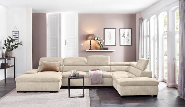fabrique Impressa U Shape Fabric 5 Seater  Sofa