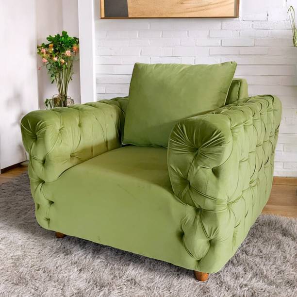 Ikiriya Jackson Solid Wood Fraem Contemporary Fabric 1 Seater  Sofa