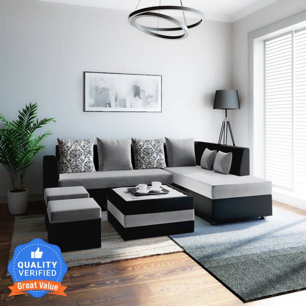 Flipkart Perfect Homes Martina leatherette & Fabric 7 Seater  Sofa