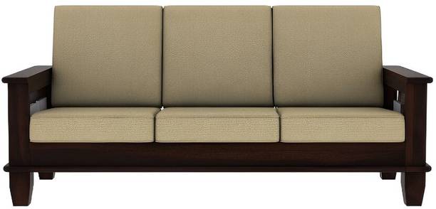 House Of Kuber Solid Sheesham Wood Pocket Style Three Seater Sofa For Living Room, Café, Office Fabric 3 Seater  Sofa