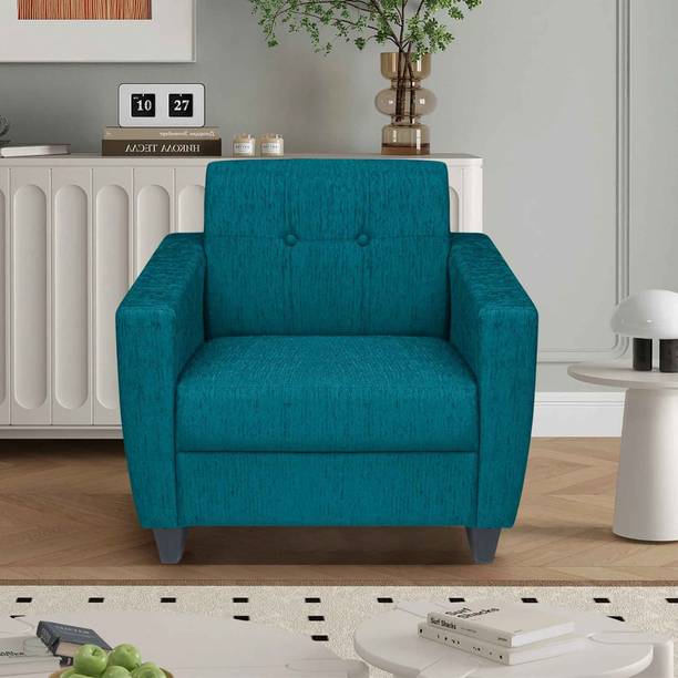 ARRA New Remo One Seater Sofa in Teal Blue Color Fabric 1 Seater  Sofa
