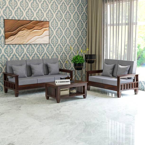 RJ Handicraft Pure Sheesham Solid Wood 5 Seater Sofa Set Fabric 5 Seater  Sofa