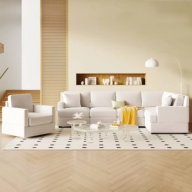 Groovecraft Ethos 6 Seater Sectional Sofa L Shaped Couch with Armchair for Living Room Fabric 6 Seater  Sofa