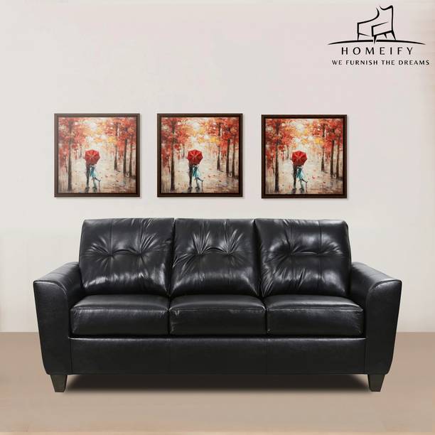 Homeify Allister 3 Seater Leatherette Sofa Set for Living Room Leather 3 Seater  Sofa