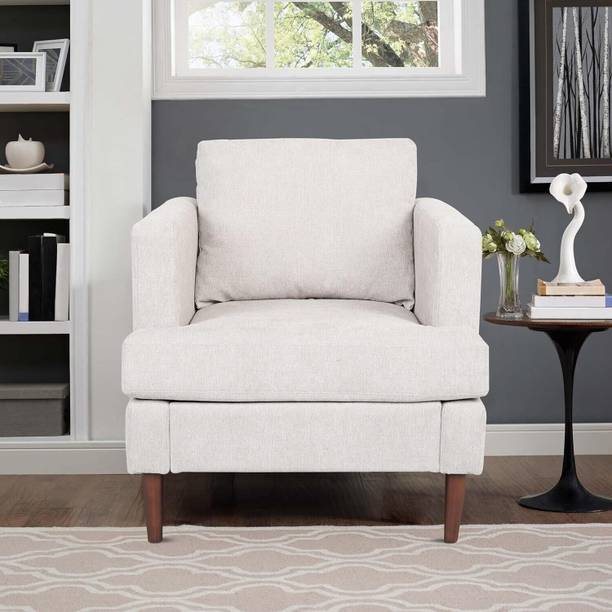 Worldwood Solid Wood Framed Upholstered One Seater Fabric Sofa For Living Room | Office | Fabric 1 Seater  Sofa