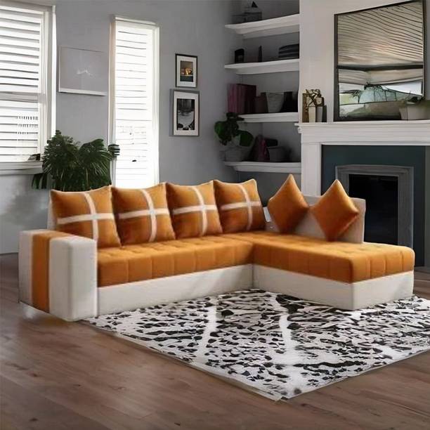 Kendalwood Furniture L Shape Sofa | Sofa for Living Room | Sofa for Home & Office Fabric 6 Seater  Sofa
