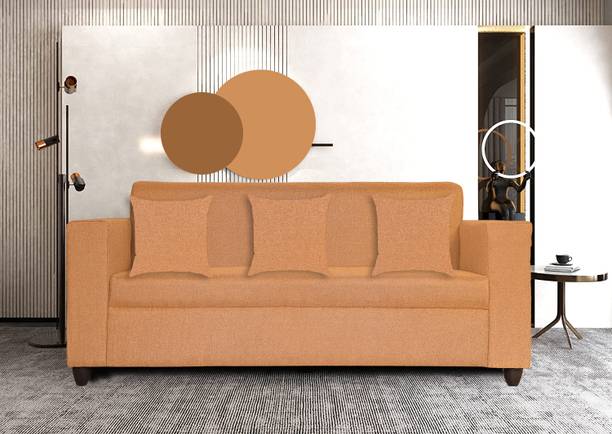 LIVEWELL Premium Quality Jute Fabric 3 Seater  Sofa