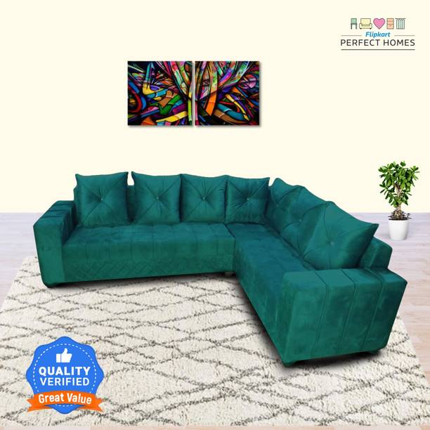 Flipkart Perfect Homes Kia Comfortable Elegant Look L shaped Fabric 7 Seater  Sofa