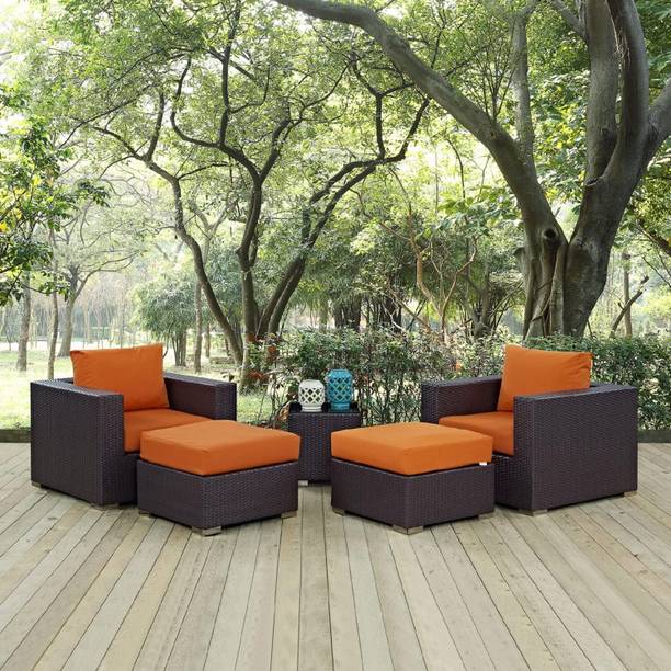 Mymigos Patio Furniture Outdoor All-Weather Sectional Patio Sofa Set HDPE Rattan Manual Fabric 2 Seater  Sofa