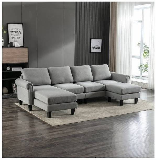 Comfort Couch Colson 6 Seater Fabric Sectional Sofa with Ottoman Fabric 6 Seater  Sofa