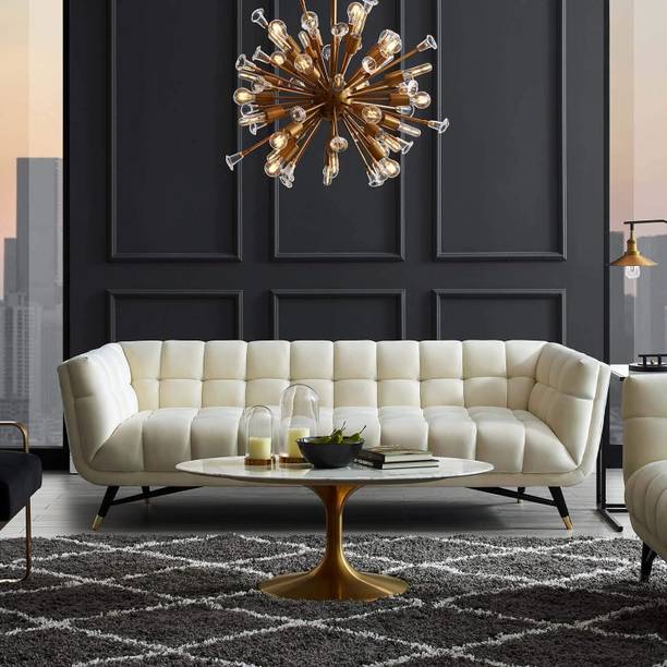 Soul Light Art Modern Velvet Fabric Upholstered Tufted Sofa Leather 3 Seater  Sofa