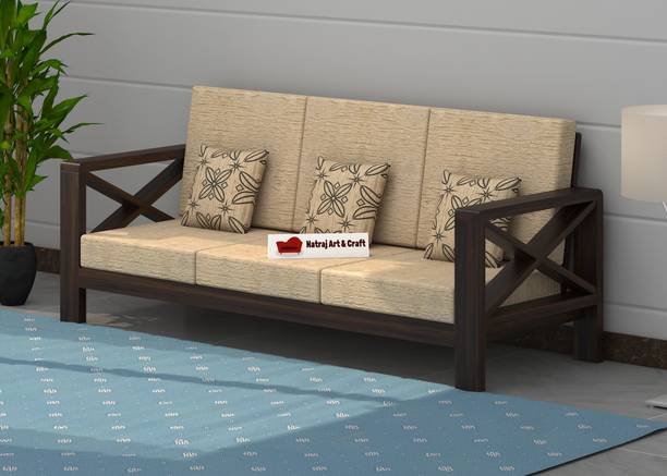 NATRAJ ART & CRAFT Sheesham Solid Wood 3 Seater Sofa for Living Room Home & Office | Sofa Set Fabric 3 Seater  Sofa