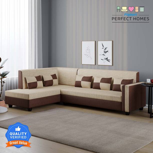 Flipkart Perfect Homes Haniry L-Shaped Left Facing ll For Living Room Comfortable Fabric 6 Seater  Sofa