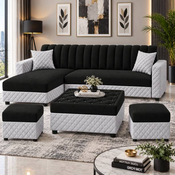 WAKESURE Premium Quality Velvet Fabric 8 Seater Sofa
