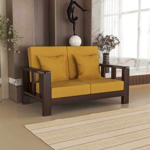 Sarswati Furniture Solid Sheesham Wooden Fabric Sofa For Living Room, Home & Office Fabric 2 Seater  Sofa