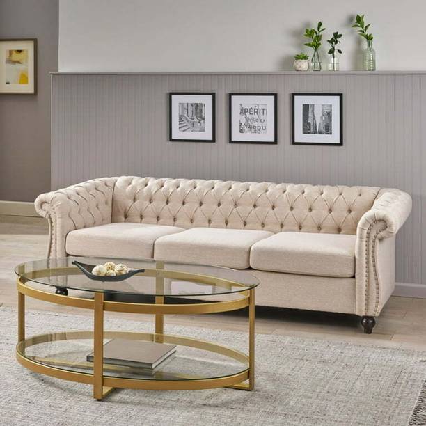 India wood mart 3 seat Sofa,Rolled Arm Sofa for Living Room,Bedroom,Office,Apartment,Small Space Leather 3 Seater  Sofa