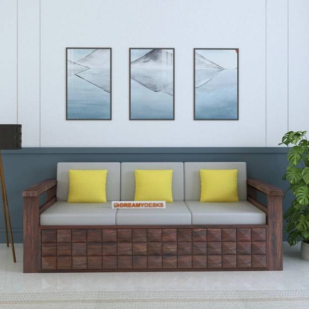 Dreamydesks Luxurious Solid Wood Sofa For Home Living Room Guest Room Office/1-Year Warranty Solid Wood 3 Seater  Sofa