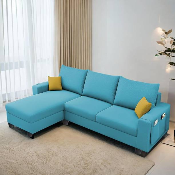 TrueValue Icoinc LHS L Shape Sofa Premium Quality Velvet Fabric 4 Seater  Sofa