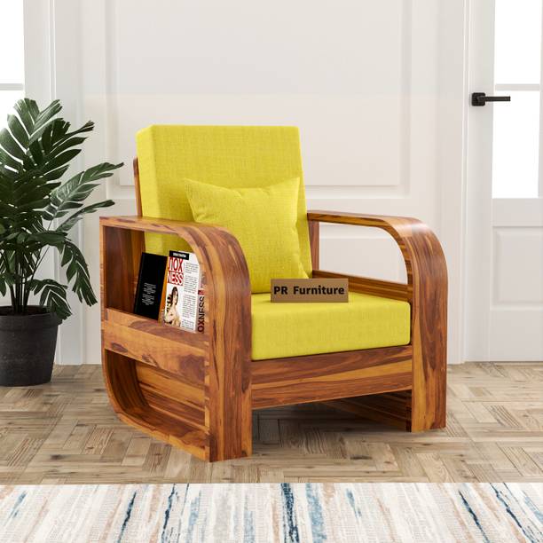 PR FURNITURE Solid Sheesham Wood 1 Seater Sofa For Living Room | Bedroom | Office Fabric 1 Seater  Sofa