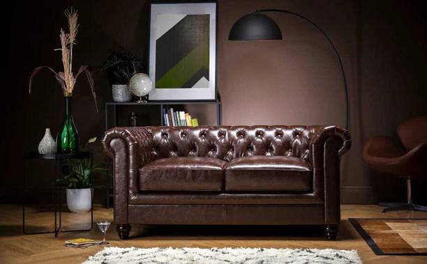 India wood mart Half-leather 2 Seater  Sofa