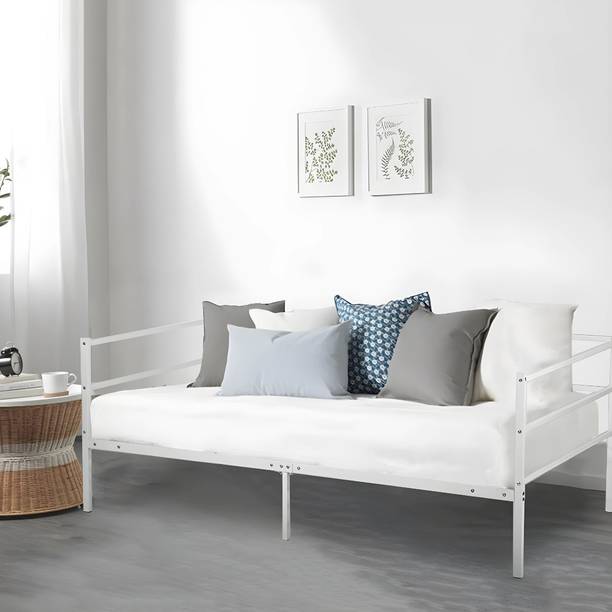 Vibrant Interior Darrell White Metal (6x2.5) Fabric 3 Seater  Sofa