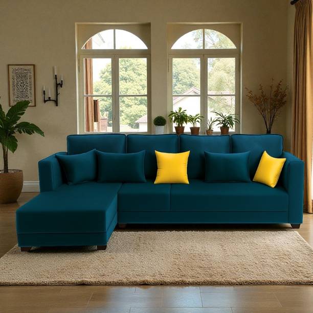 FURNY Milosa 6 Seater Fabric LHS L Shape Sofa Set for Living Room Fabric 6 Seater  Sofa