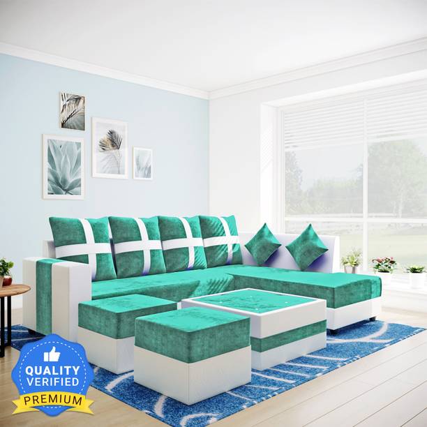 Flipkart Perfect Homes Martina leatherette & Fabric 8 Seater  Sofa