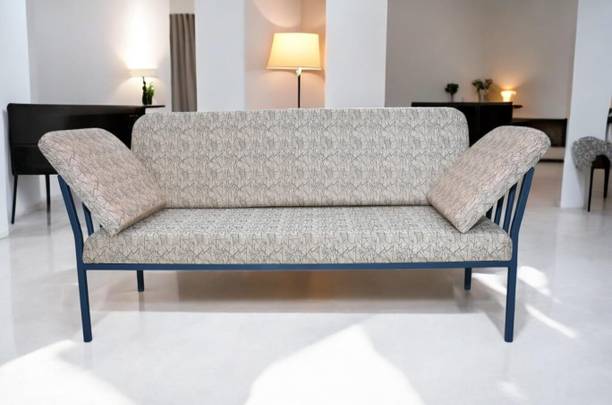 SIYA ART Iron Frame 3 Seater Sofa Set with Velvet Printed Cushion for Living Room Fabric 3 Seater  Sofa