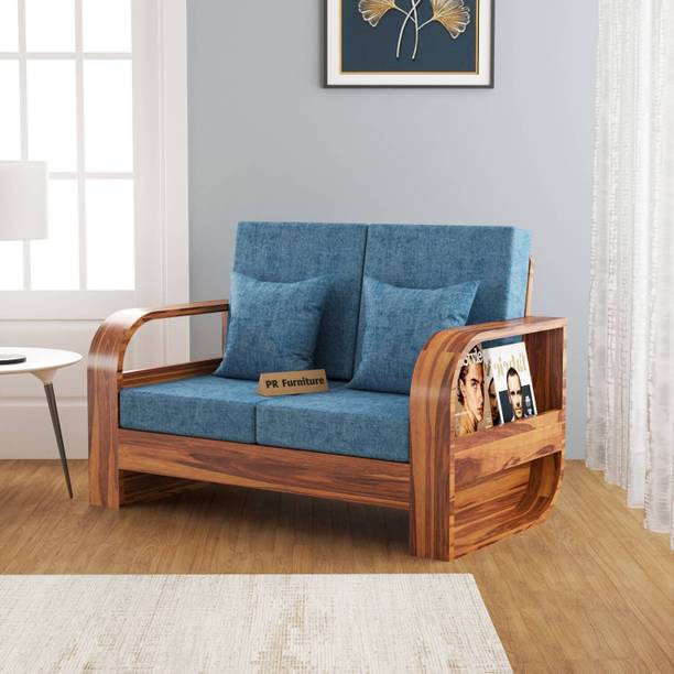 PR FURNITURE Solid Sheesham Wood Two Seater Sofa For Living Room/ Office Fabric 2 Seater  Sofa