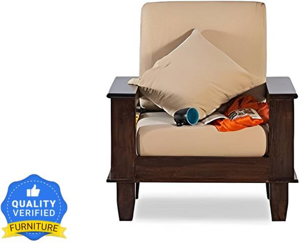 Shree Jeen Mata Enterprises Solid Wood Sheesham Wood One Seater Sofa For Living, Waiting Room/ Office Fabric 1 Seater  Sofa