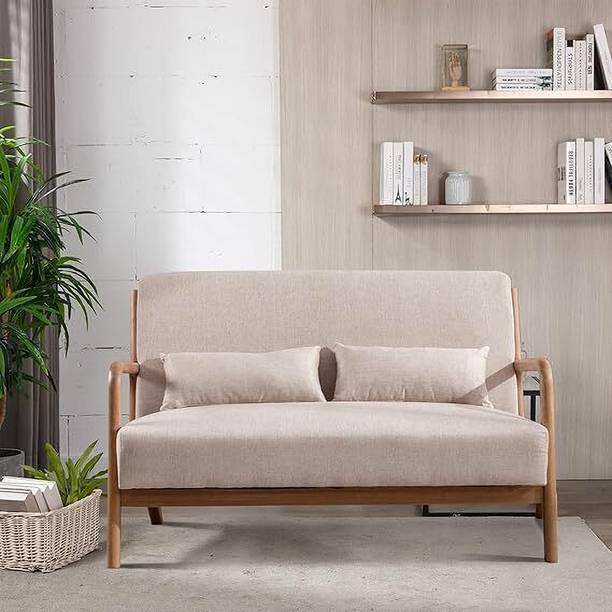 URBANWING Mid Century Modern 2-Seater Sofa Wooden Upholstered Fabric Sofa with Cushion Solid Wood 2 + 1 Sofa Set
