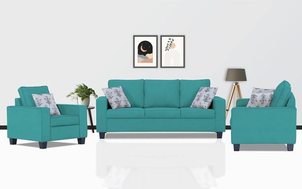 DMK Solid Sheesham Wood Framed Six Seater Fabric Sofa Set For Living Room | Office| Fabric 3 + 2 + 1 Sofa Set