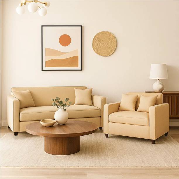 WAKESURE Premium Quality Jute Fabric 3 + 2 Sofa Set