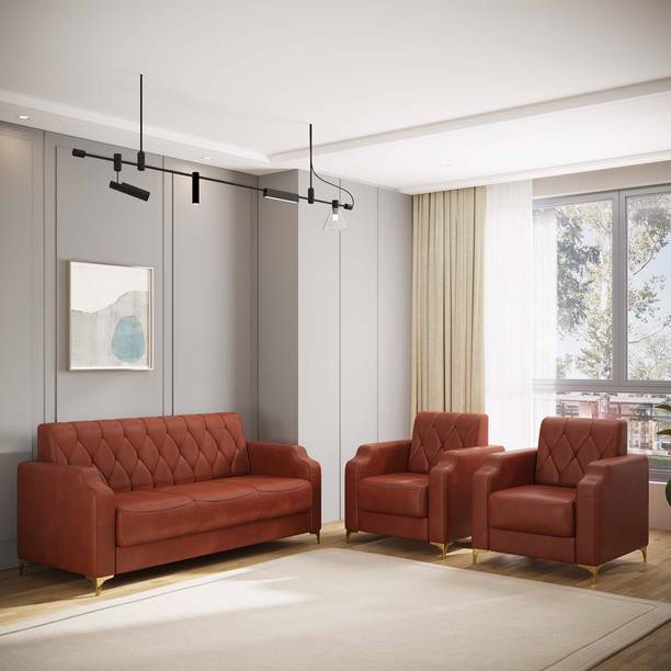 WESTIDO Leatherette 3 + 1 + 1 Sofa Set