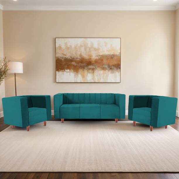 Seventh Heaven Sydney 5 Seater Sofa Set,Plush Suede Fabric 3 + 1 + 1 Sofa Set