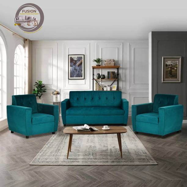 Fusion Furniture Factory Gloster Green Fabric 3 + 1 + 1 Sofa Set