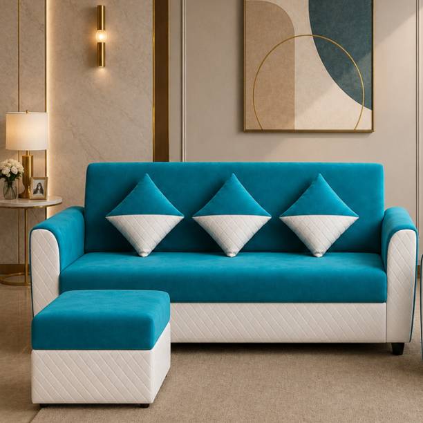 WAKESURE Premium Quality Velvet Fabric 3 + 1 Sofa Set