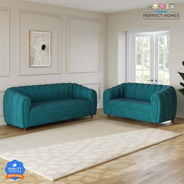 Flipkart Perfect Homes Elaris Tufted Premium Velvet Fabric 3 + 2 Sofa Set