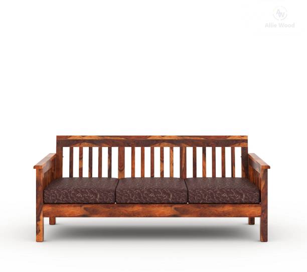 Allie Wood Rosewood (Sheesham) Fabric 3 Seater  Sofa