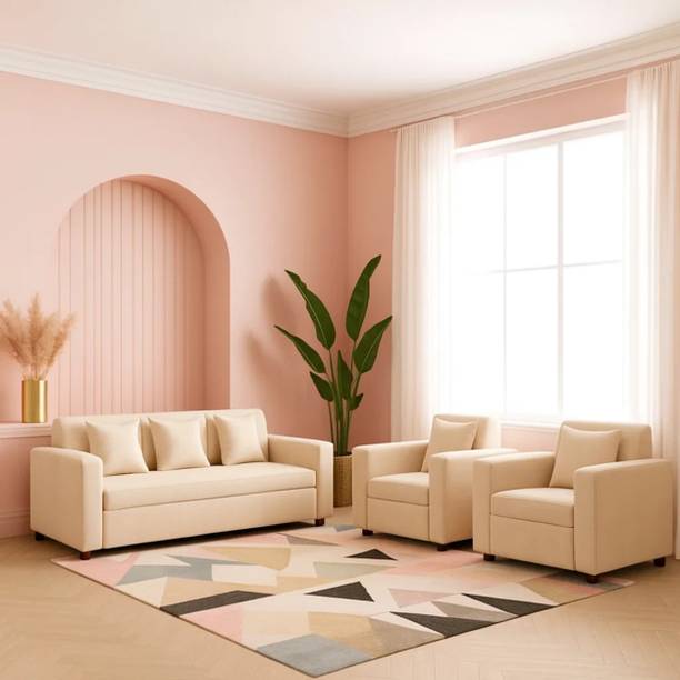 WAKESURE Premium Quality Jute Fabric 3 + 1 + 1 Sofa Set