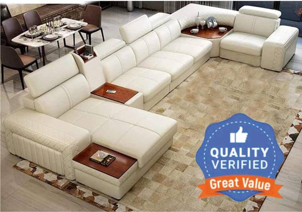 royal wood DOUGLAS DESIGNER MODULAR LUXURY 7 SEATER SOFA SET WITH PREMIUM SUEDE Fabric 3 + 2 + 1 + 1 Sofa Set