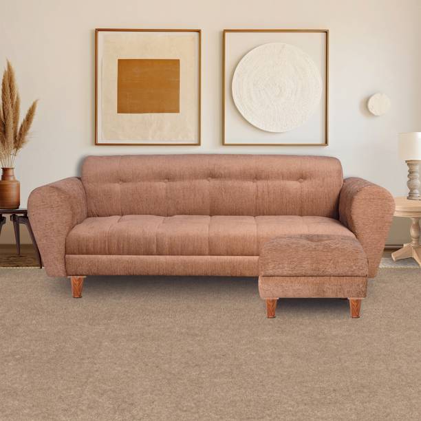 Seventh Heaven Milan 4 Seater Sofa with Ottoman, Chenille Molfino Fabric: 2 year Warranty Fabric 3 + 1 Sofa Set