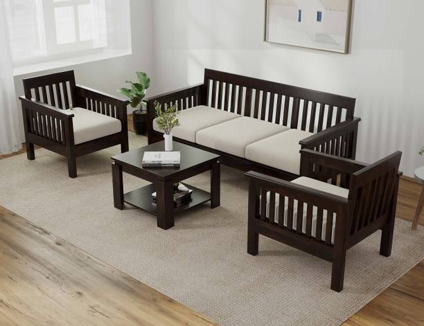 Cherry Wood Rosewood ( Sheesham ) Fabric 3 + 1 + 1 Sofa Set