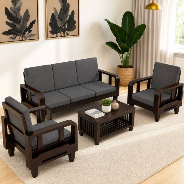 Kendalwood Furniture 3+1+1 Seater Sofa Set with Center Table Fabric 3 + 1 + 1 Sofa Set