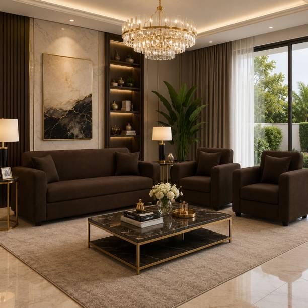WAKESURE Premium Quality Jute Fabric 3 + 1 + 1 Sofa Set